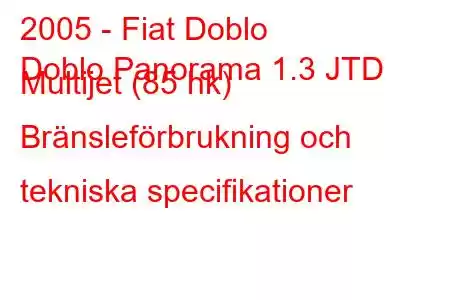 2005 - Fiat Doblo
Doblo Panorama 1.3 JTD Multijet (85 hk) Bränsleförbrukning och tekniska specifikationer