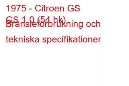 1975 - Citroen GS
GS 1.0 (54 hk) Bränsleförbrukning och tekniska specifikationer