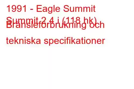 1991 - Eagle Summit
Summit 2.4 i (118 hk) Bränsleförbrukning och tekniska specifikationer