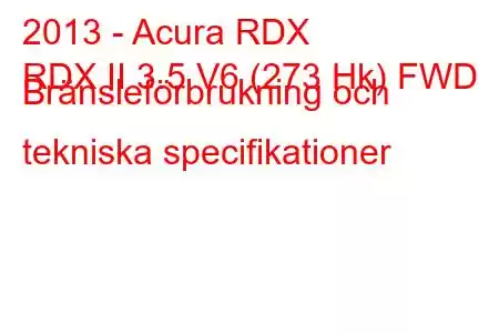 2013 - Acura RDX
RDX II 3.5 V6 (273 Hk) FWD Bränsleförbrukning och tekniska specifikationer