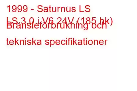 1999 - Saturnus LS
LS 3.0 i V6 24V (185 hk) Bränsleförbrukning och tekniska specifikationer