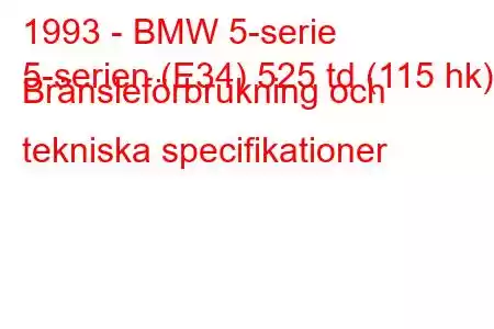 1993 - BMW 5-serie
5-serien (E34) 525 td (115 hk) Bränsleförbrukning och tekniska specifikationer