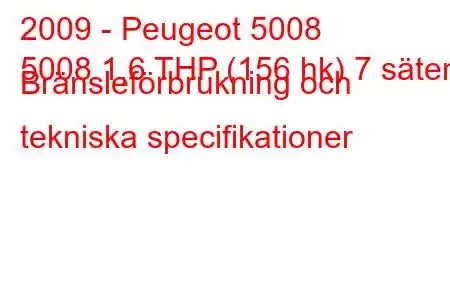 2009 - Peugeot 5008
5008 1,6 THP (156 hk) 7 säten Bränsleförbrukning och tekniska specifikationer