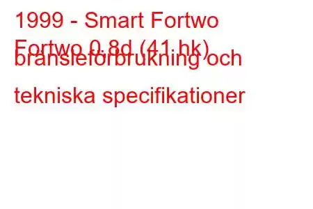 1999 - Smart Fortwo
Fortwo 0,8d (41 hk) bränsleförbrukning och tekniska specifikationer