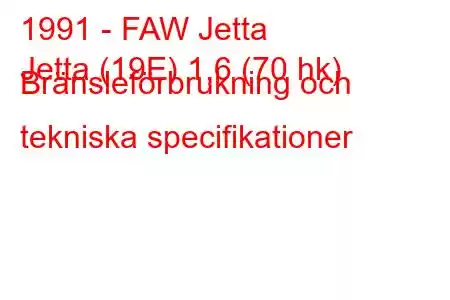 1991 - FAW Jetta
Jetta (19E) 1,6 (70 hk) Bränsleförbrukning och tekniska specifikationer