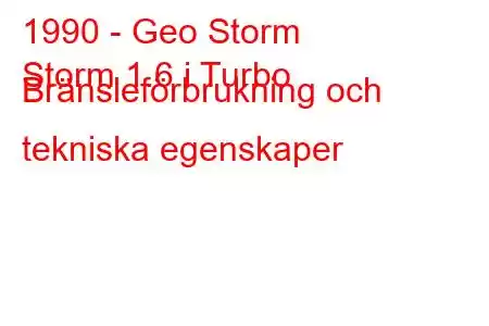 1990 - Geo Storm
Storm 1.6 i Turbo Bränsleförbrukning och tekniska egenskaper