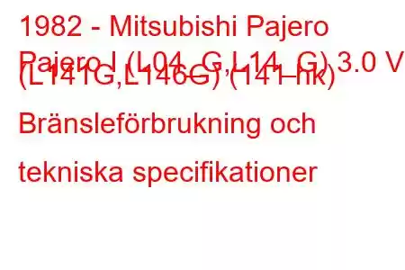 1982 - Mitsubishi Pajero
Pajero I (L04_G,L14_G) 3.0 V6 (L141G,L146G) (141 hk) Bränsleförbrukning och tekniska specifikationer