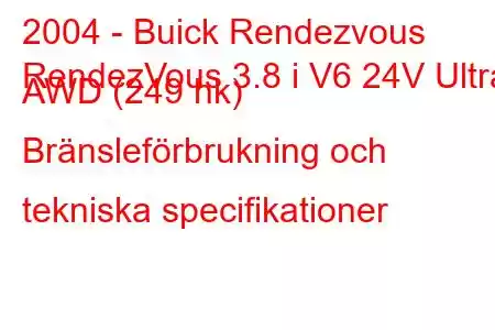 2004 - Buick Rendezvous
RendezVous 3.8 i V6 24V Ultra AWD (249 hk) Bränsleförbrukning och tekniska specifikationer