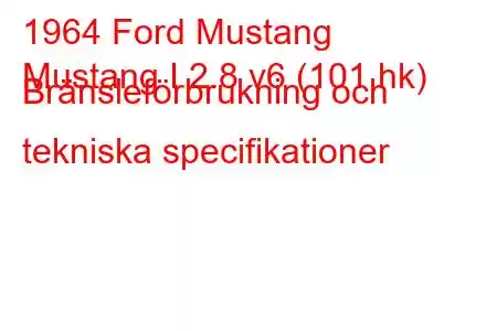 1964 Ford Mustang
Mustang I 2.8 v6 (101 hk) Bränsleförbrukning och tekniska specifikationer