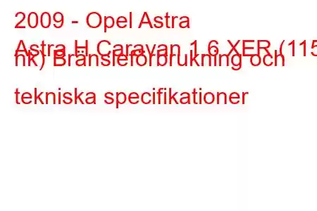 2009 - Opel Astra
Astra H Caravan 1.6 XER (115 hk) Bränsleförbrukning och tekniska specifikationer