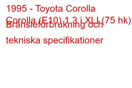 1995 - Toyota Corolla
Corolla (E10) 1.3 i XLI (75 hk) Bränsleförbrukning och tekniska specifikationer