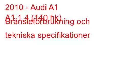 2010 - Audi A1
A1 1,4 (140 hk) Bränsleförbrukning och tekniska specifikationer