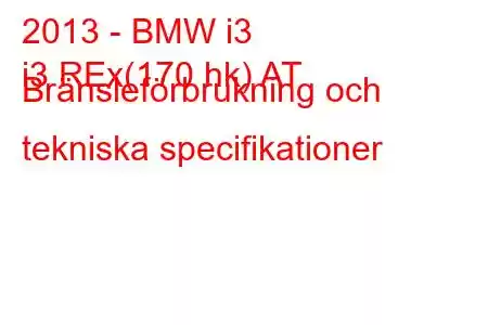 2013 - BMW i3
i3 REx(170 hk) AT Bränsleförbrukning och tekniska specifikationer