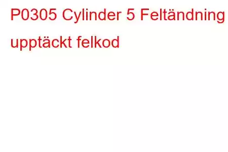 P0305 Cylinder 5 Feltändning upptäckt felkod