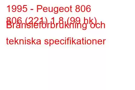 1995 - Peugeot 806
806 (221) 1,8 (99 hk) Bränsleförbrukning och tekniska specifikationer