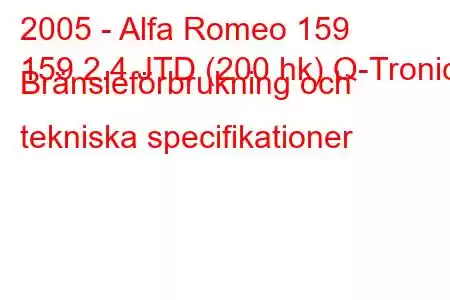 2005 - Alfa Romeo 159
159 2.4 JTD (200 hk) Q-Tronic Bränsleförbrukning och tekniska specifikationer