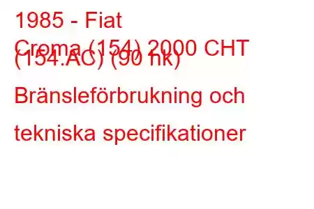 1985 - Fiat
Croma (154) 2000 CHT (154.AC) (90 hk) Bränsleförbrukning och tekniska specifikationer