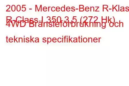 2005 - Mercedes-Benz R-Klass
R-Class I 350 3,5 (272 Hk) 4WD Bränsleförbrukning och tekniska specifikationer