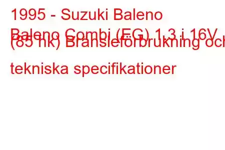 1995 - Suzuki Baleno
Baleno Combi (EG) 1.3 i 16V (85 hk) Bränsleförbrukning och tekniska specifikationer