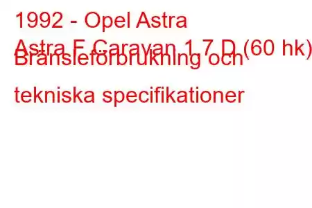 1992 - Opel Astra
Astra F Caravan 1,7 D (60 hk) Bränsleförbrukning och tekniska specifikationer