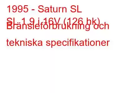 1995 - Saturn SL
SL 1.9 i 16V (126 hk) Bränsleförbrukning och tekniska specifikationer