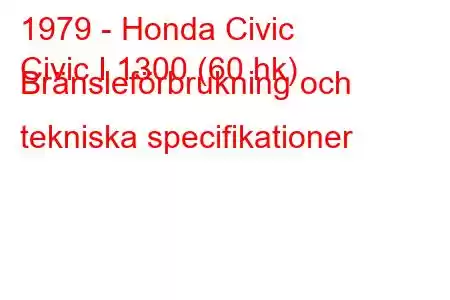 1979 - Honda Civic
Civic I 1300 (60 hk) Bränsleförbrukning och tekniska specifikationer