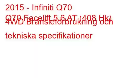 2015 - Infiniti Q70
Q70 Facelift 5.6 AT (408 Hk) 4WD Bränsleförbrukning och tekniska specifikationer