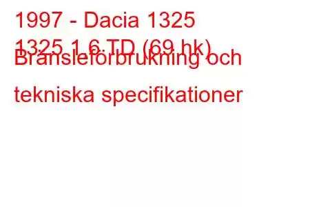 1997 - Dacia 1325
1325 1,6 TD (69 hk) Bränsleförbrukning och tekniska specifikationer