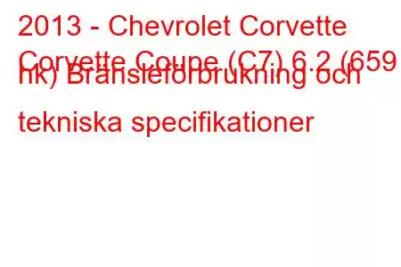 2013 - Chevrolet Corvette
Corvette Coupe (C7) 6.2 (659 hk) Bränsleförbrukning och tekniska specifikationer