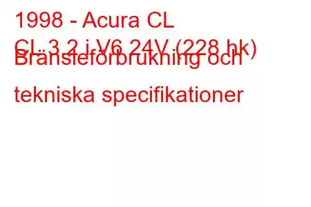 1998 - Acura CL
CL 3.2 i V6 24V (228 hk) Bränsleförbrukning och tekniska specifikationer