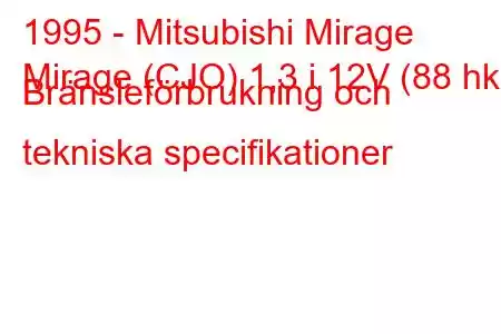 1995 - Mitsubishi Mirage
Mirage (CJO) 1,3 i 12V (88 hk) Bränsleförbrukning och tekniska specifikationer