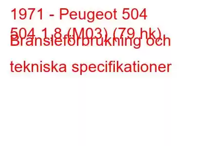 1971 - Peugeot 504
504 1,8 (M03) (79 hk) Bränsleförbrukning och tekniska specifikationer