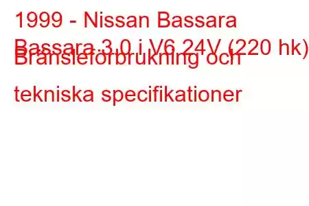 1999 - Nissan Bassara
Bassara 3.0 i V6 24V (220 hk) Bränsleförbrukning och tekniska specifikationer