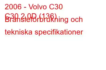 2006 - Volvo C30
C30 2.0D (136) Bränsleförbrukning och tekniska specifikationer